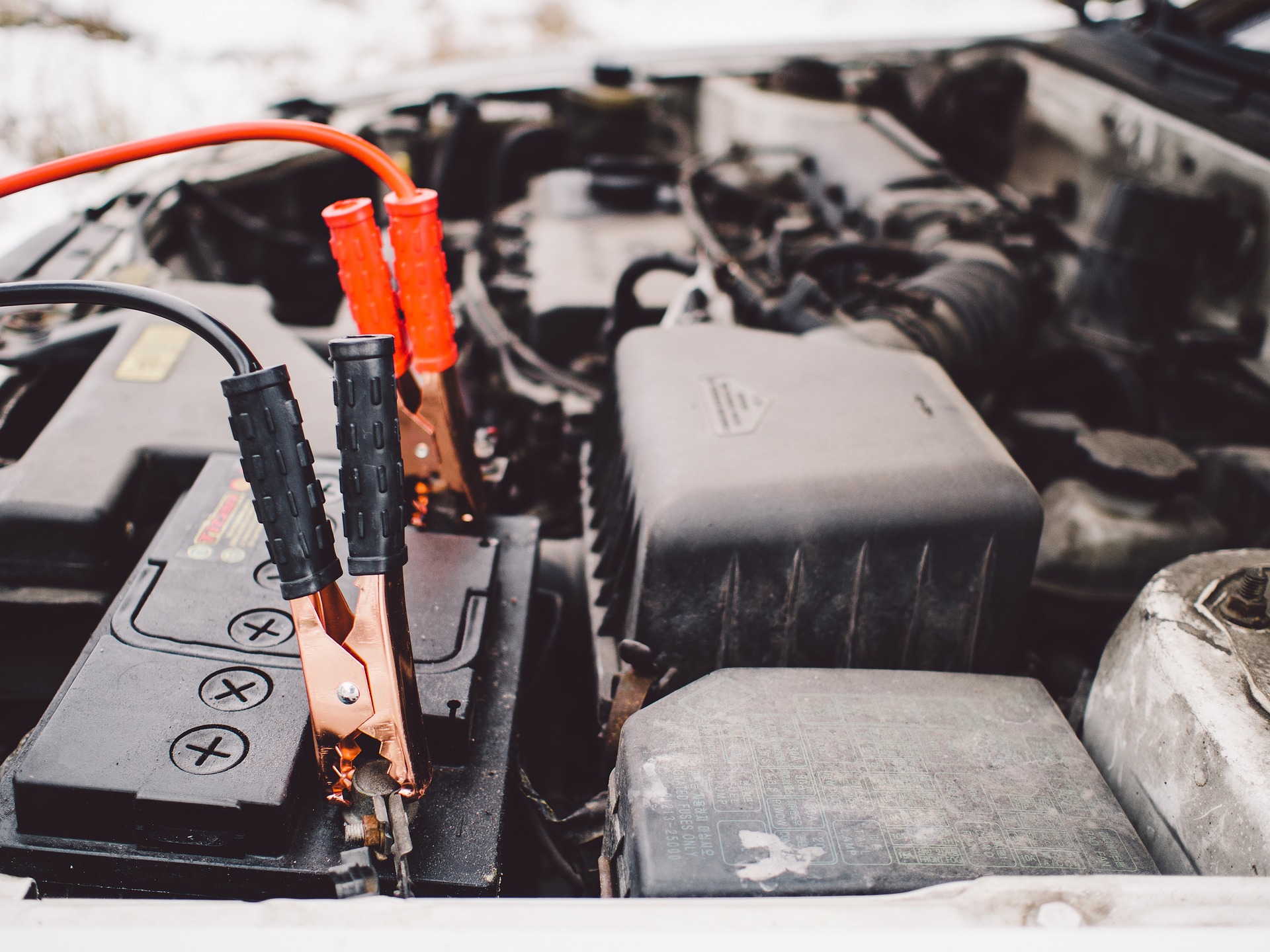 Jumper cables ready for vehicle service.