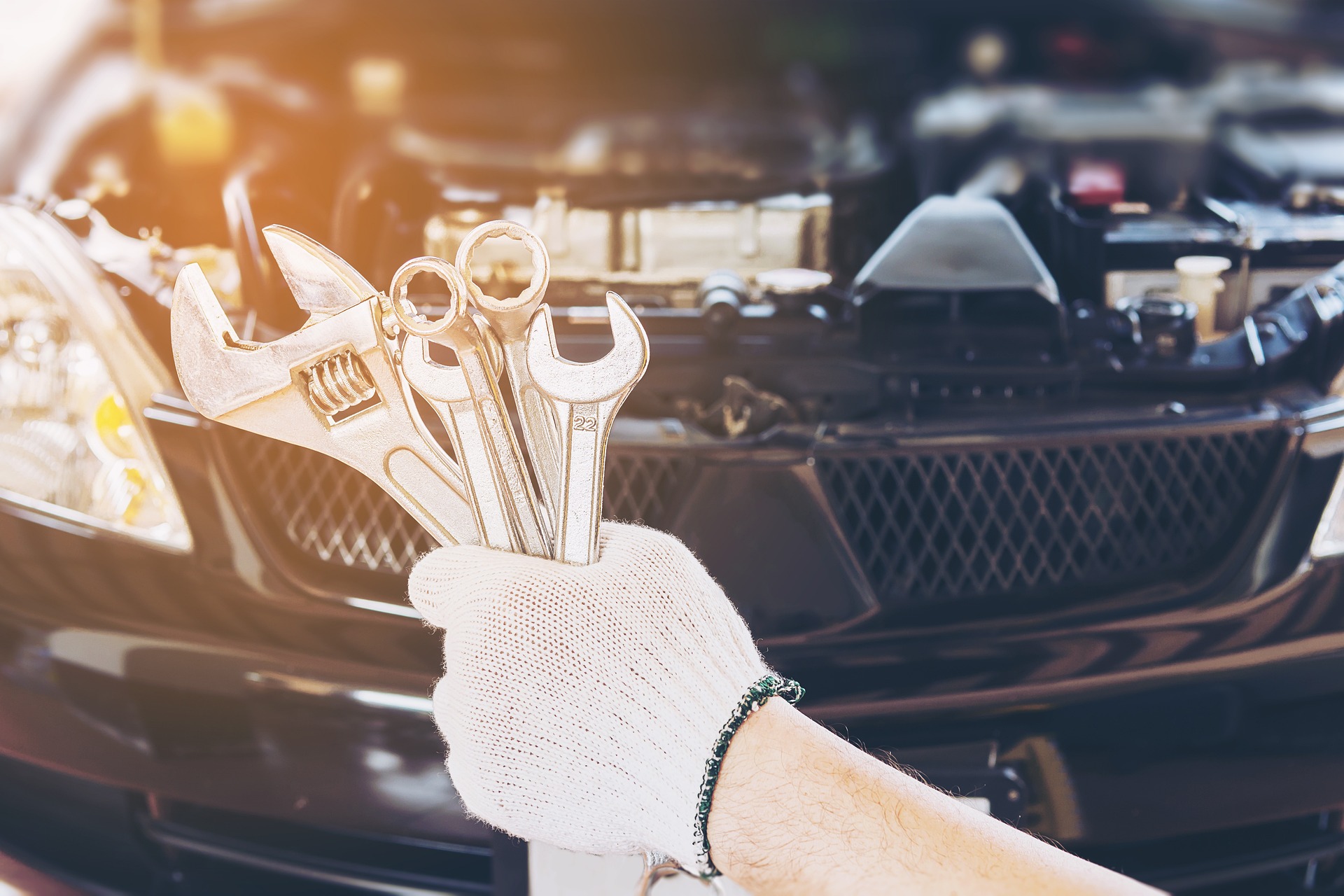 Vehicle service tools and maintenance workspace.